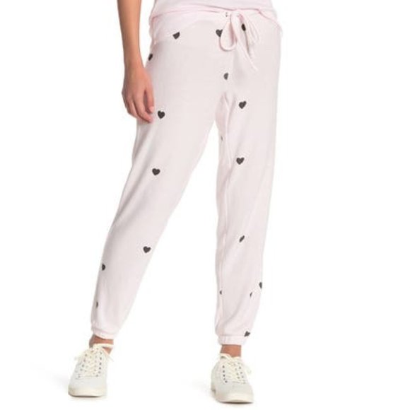 Chaser Black Hearts Cozy Knit Lounge Jogger Pants - Picture 1 of 1